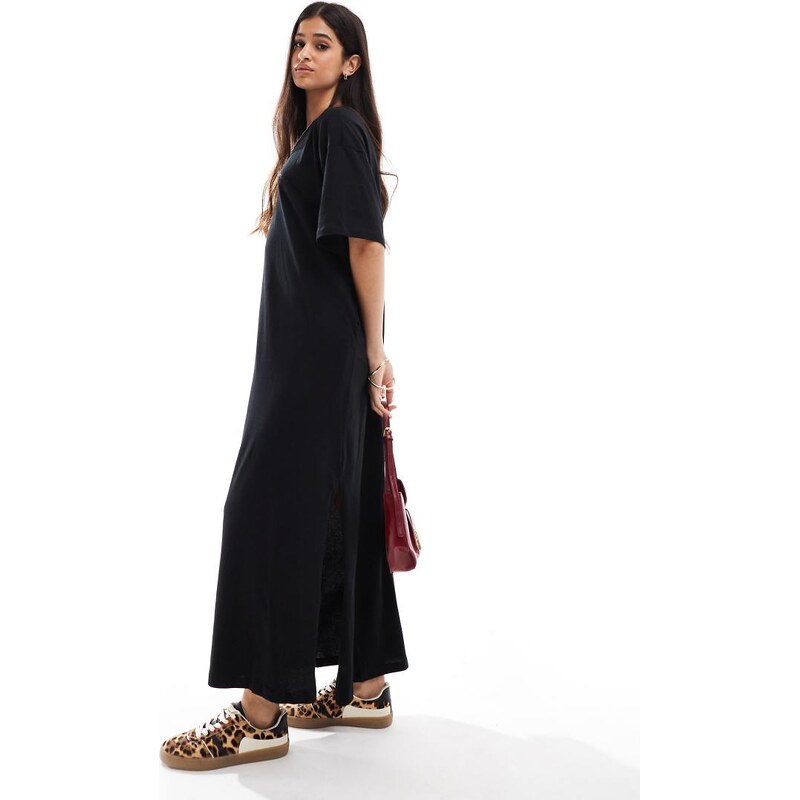 ASOS DESIGN oversized midaxi t-shirt dress in black 100081996