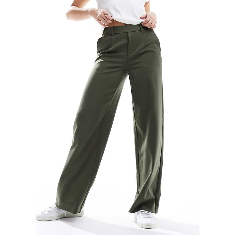Object wide leg trousers in green 100083235
