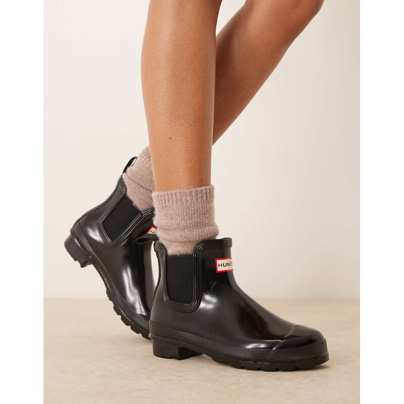 Hunter Original chelsea wellington boots in black gloss