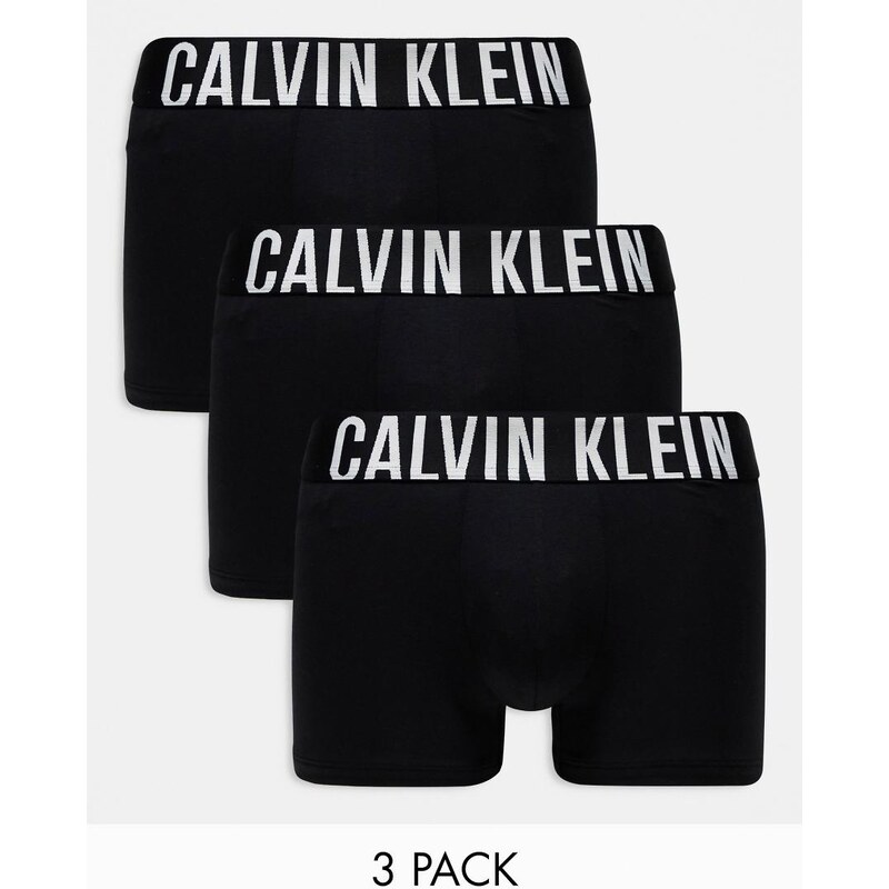 Calvin Klein intense power cotton stretch trunks 3 pack in black