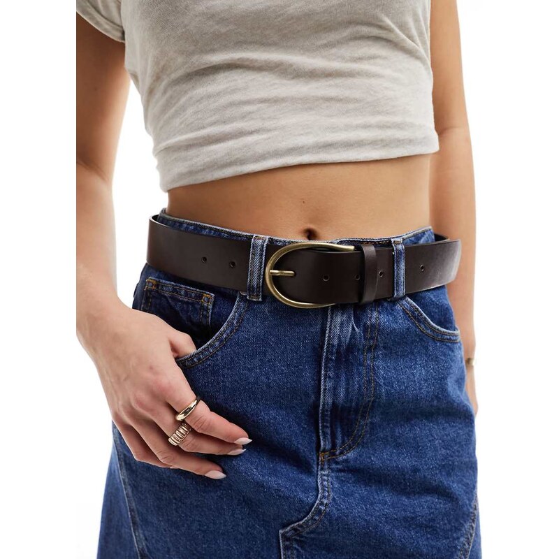 ASOS DESIGN half moon waist and hip jeans belt in brown 100405328