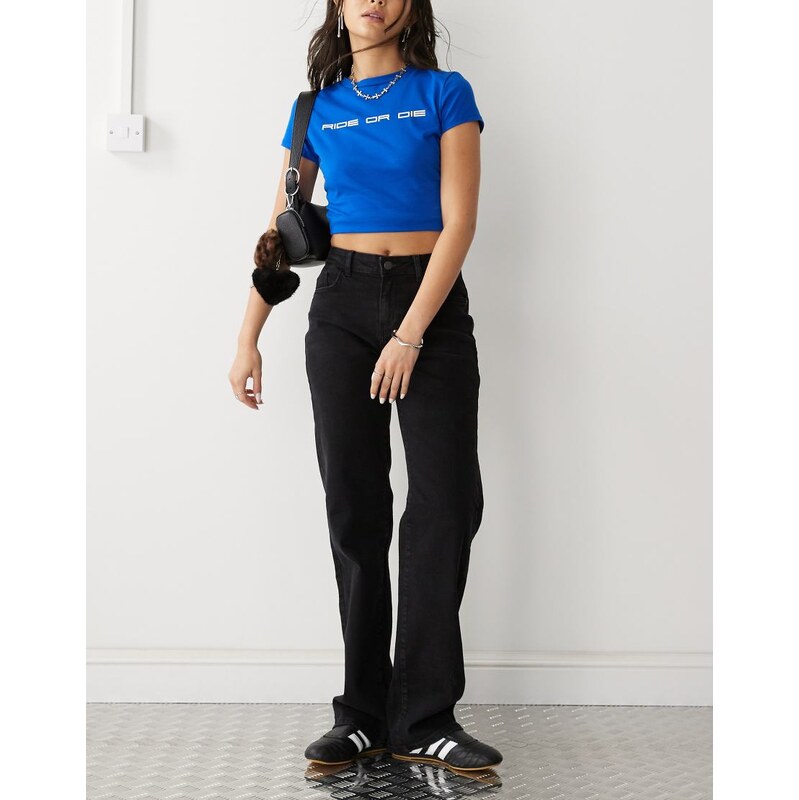 Noisy May Yolanda mid rise straight leg jeans in black