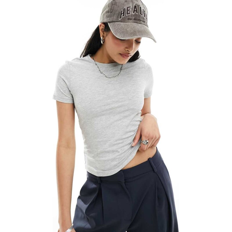 Weekday slim fit t-shirt in grey melange 100089211