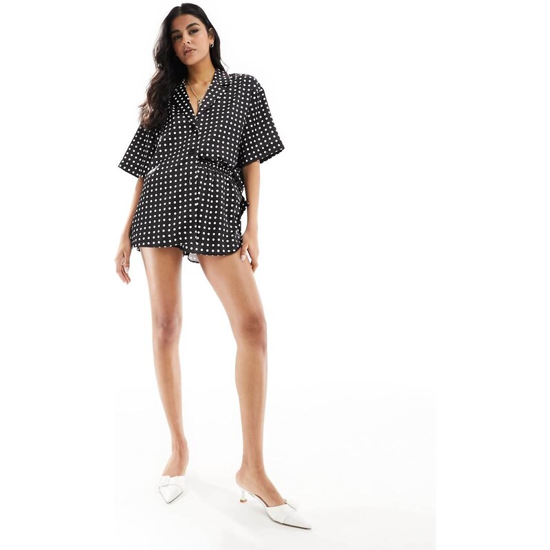 ASOS DESIGN satin short in spot print co-ord-Multi 100089602