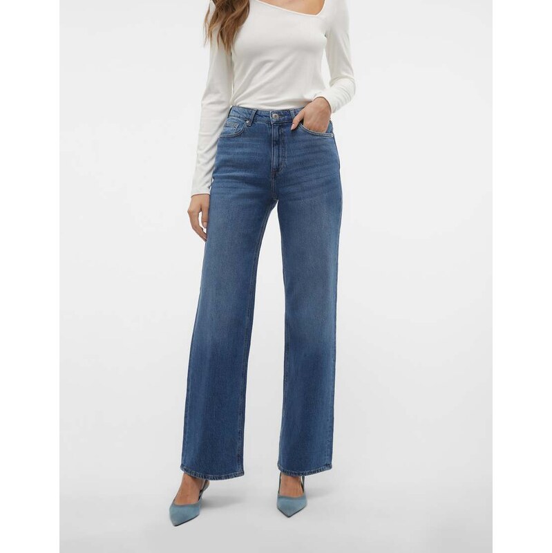 Vero Moda Tessa wide leg jeans in medium blue denim 100089763