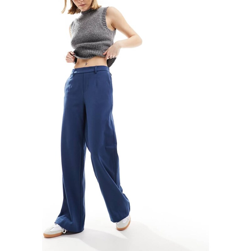 Object wide leg trousers in dark denim blue 115509720