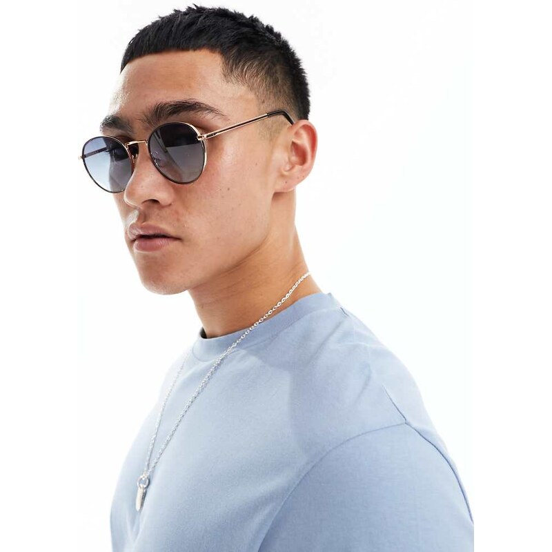 Jack & Jones round sunglasses in gold