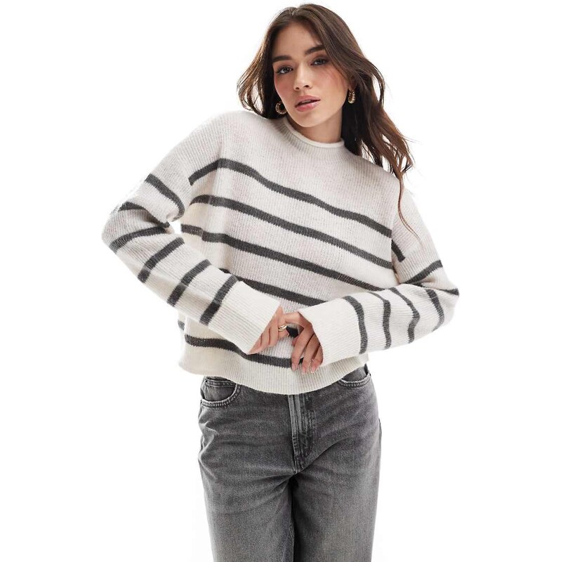 ASOS DESIGN funnel neck jumper in stripe-Multi 100805013