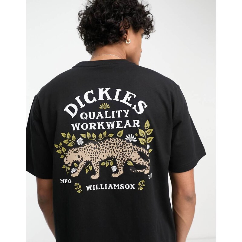 Dickies fort lewis tiger back print t-shirt in black- exclusive to 100091572
