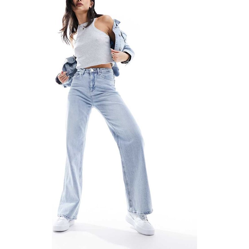 Vero Moda high rise wide leg jeans in light blue wash 100092446