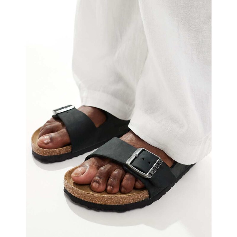 Birkenstock Arizona sandals in black oiled leather 100092920