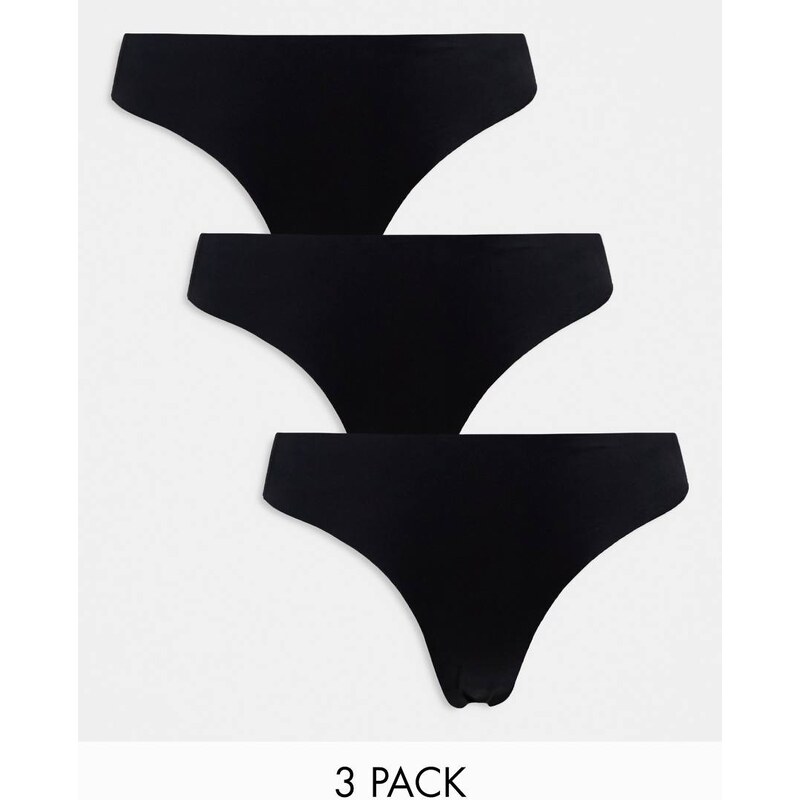 Pieces 3 pack seamless thongs in black 113259878
