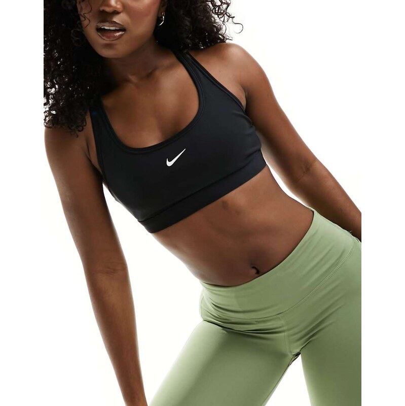 Nike Training Swoosh light support sports bra in black