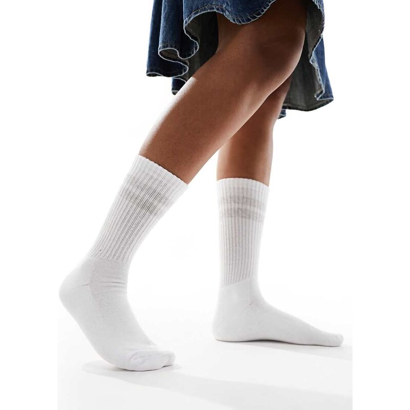 Vero Moda sporty ribbed socks in white and grey