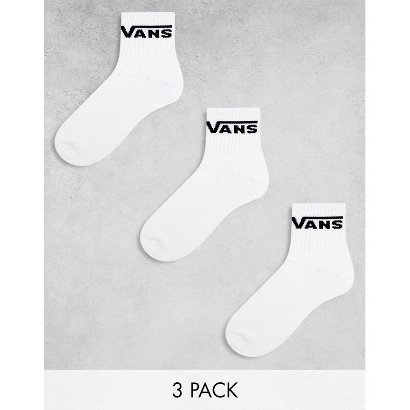 Vans 3 pack classic half crew socks in white 100097090