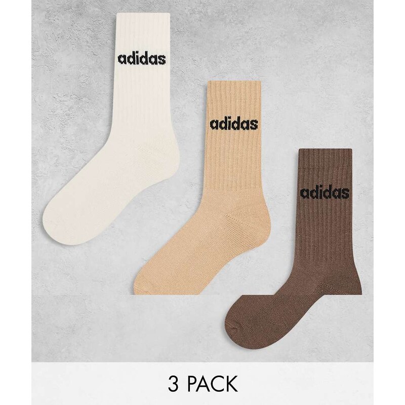 adidas performance adidas Training 3 pack crew socks in neutrals-Multi 102747962