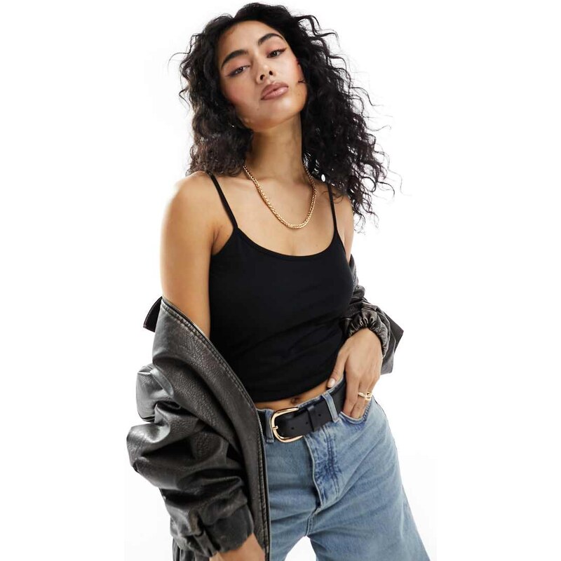 JDY strappy tank top in black