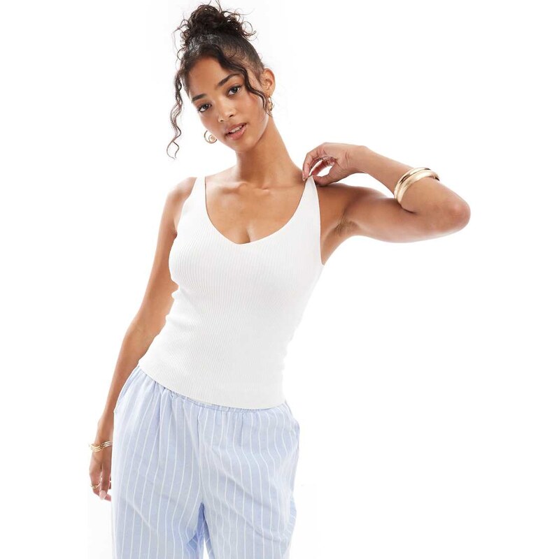 JDY ribbed tank top in cream-White 115512128