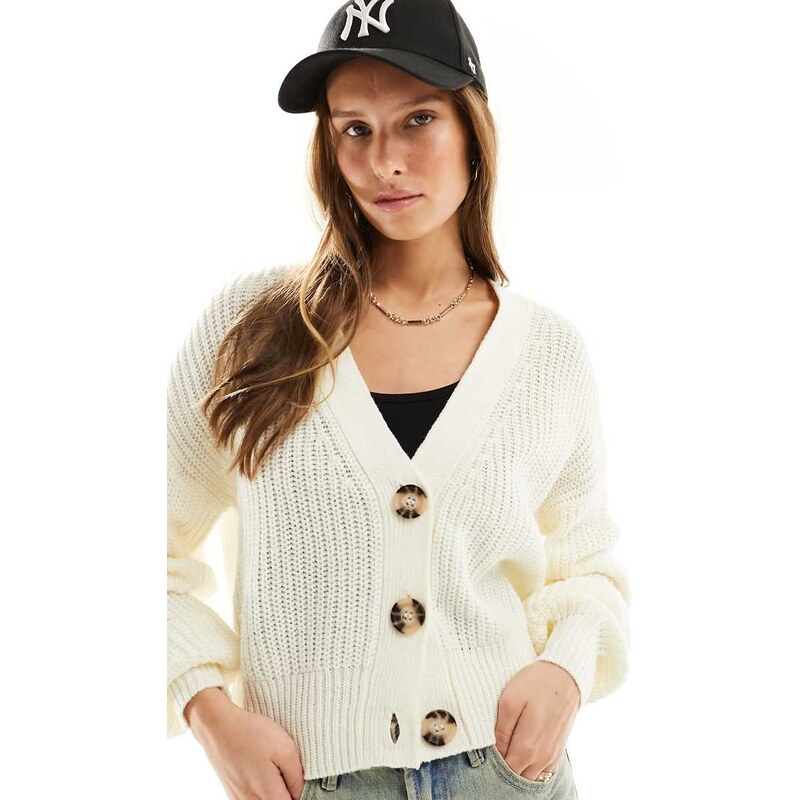 JDY knit cardigan in cream-White