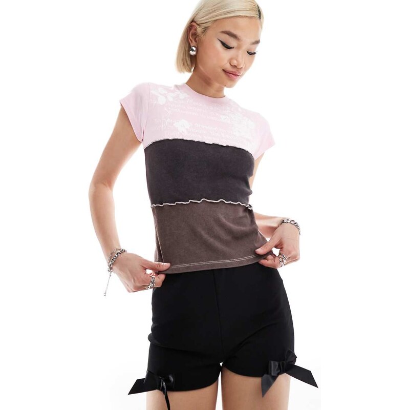 COLLUSION cut & sew baby tee in pink 100099189