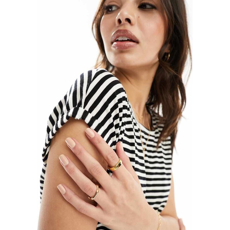 Vero Moda oversized stripe t-shirt in mono-Blue
