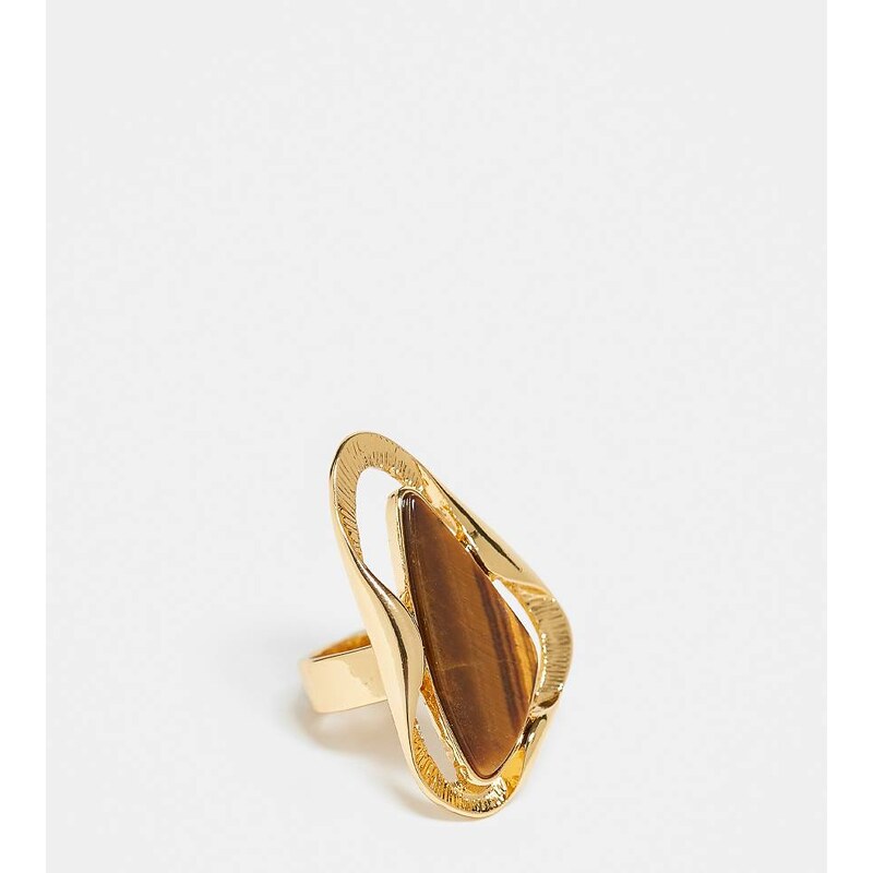 ASOS DESIGN Limited Edition 14k gold plated ring with molten design 100101929