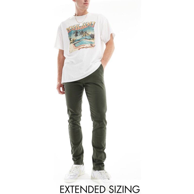 ASOS DESIGN skinny chinos in khaki-Green