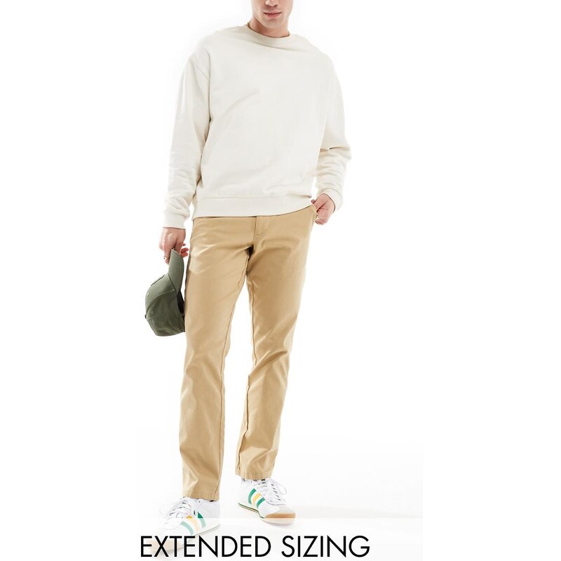 ASOS DESIGN slim chinos in beige-Neutral