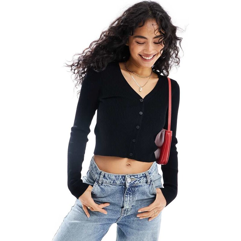Vero Moda ribbed knit cardigan in black