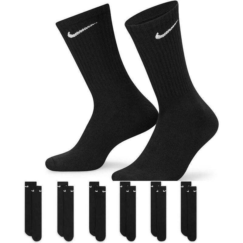 Nike Training Everyday Cushioned 6 pack crew sock in black