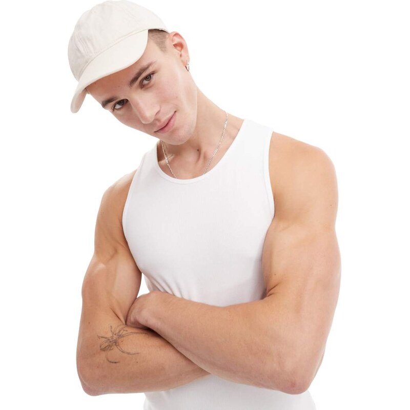 River Island ribbed vest in white