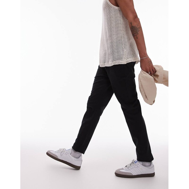 Topman skinny chino trousers in black