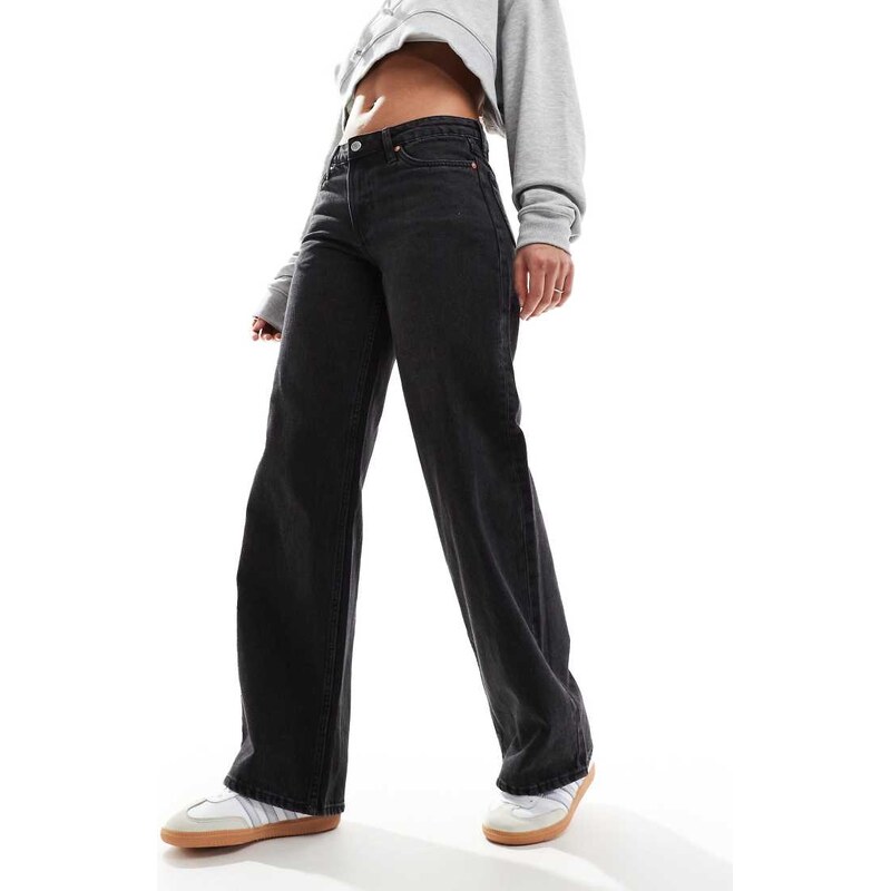 Weekday Ample low waist loose fit jeans in Ink Black