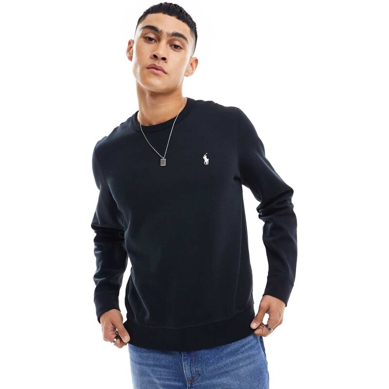 Polo Ralph Lauren icon logo double knit sweatshirt in black