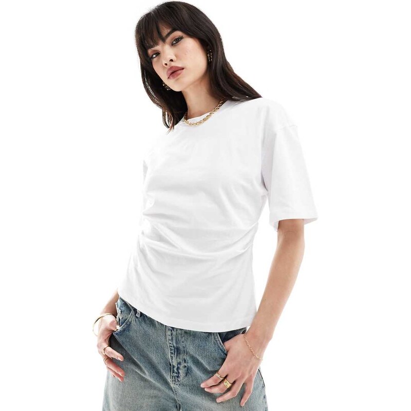 ASOS DESIGN corset waist t-shirt in white