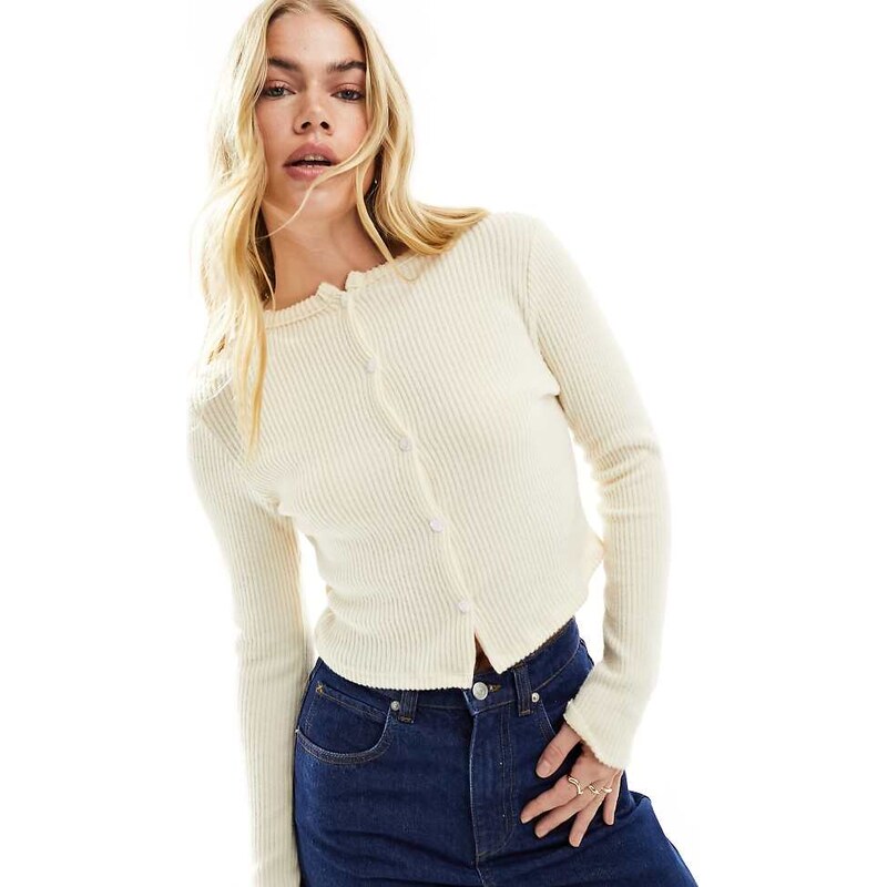 Miss Selfridge rib cardi in natural-Neutral 100112123