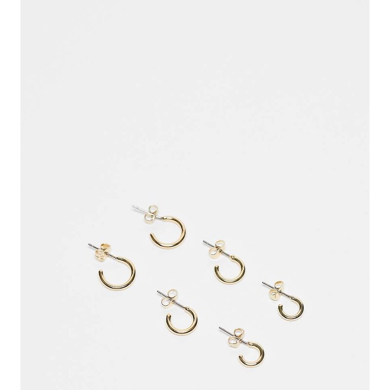 Pieces 18k plated 3-pack everyday huggie and hoop earrings in gold 100114904