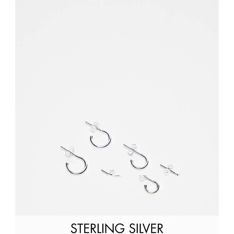 Pieces 3-pack everyday huggie and hoop earrings in plated sterling 100114913