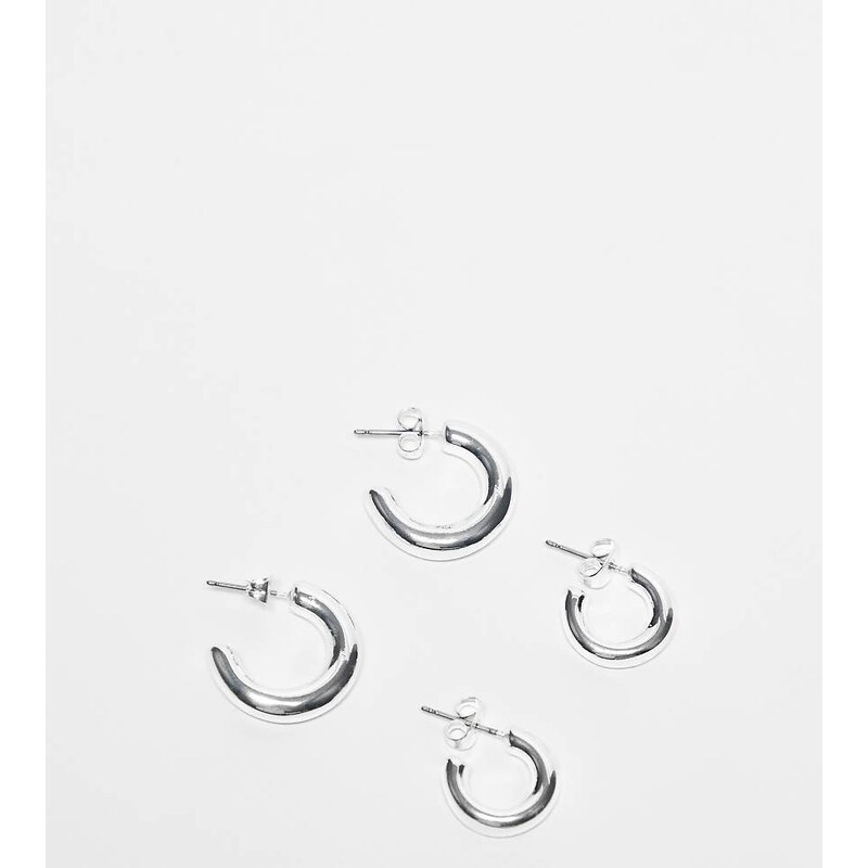 Pieces 2-pack everyday hoop earrings in plated sterling silver