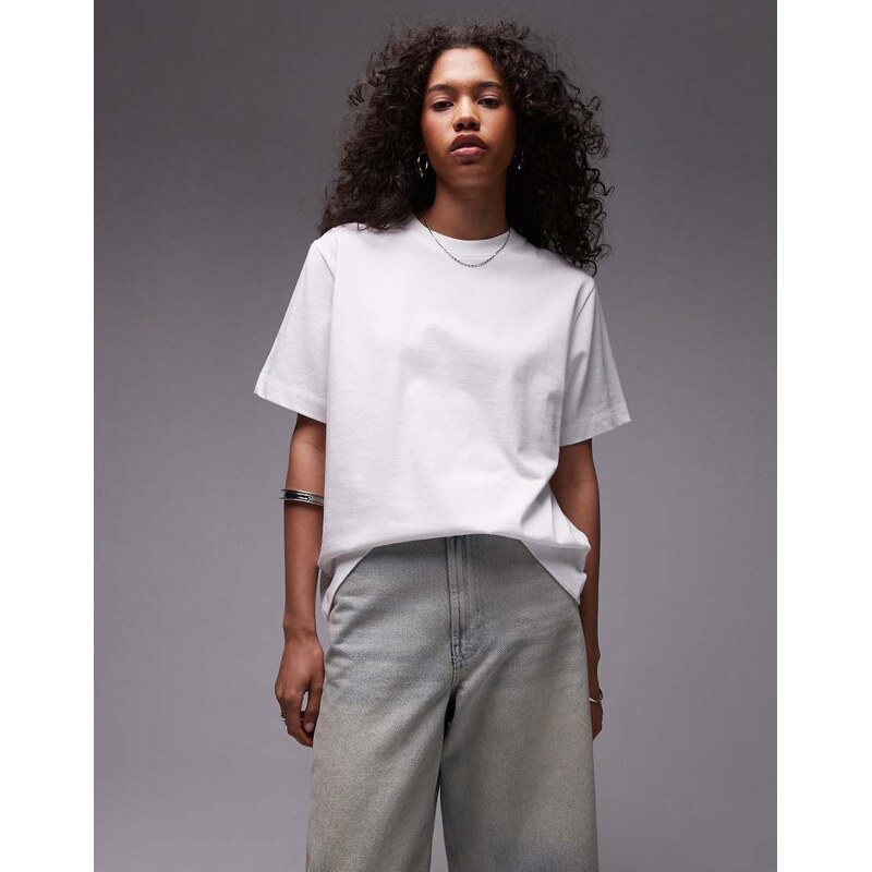 Topshop premium basic short sleeve tee in white