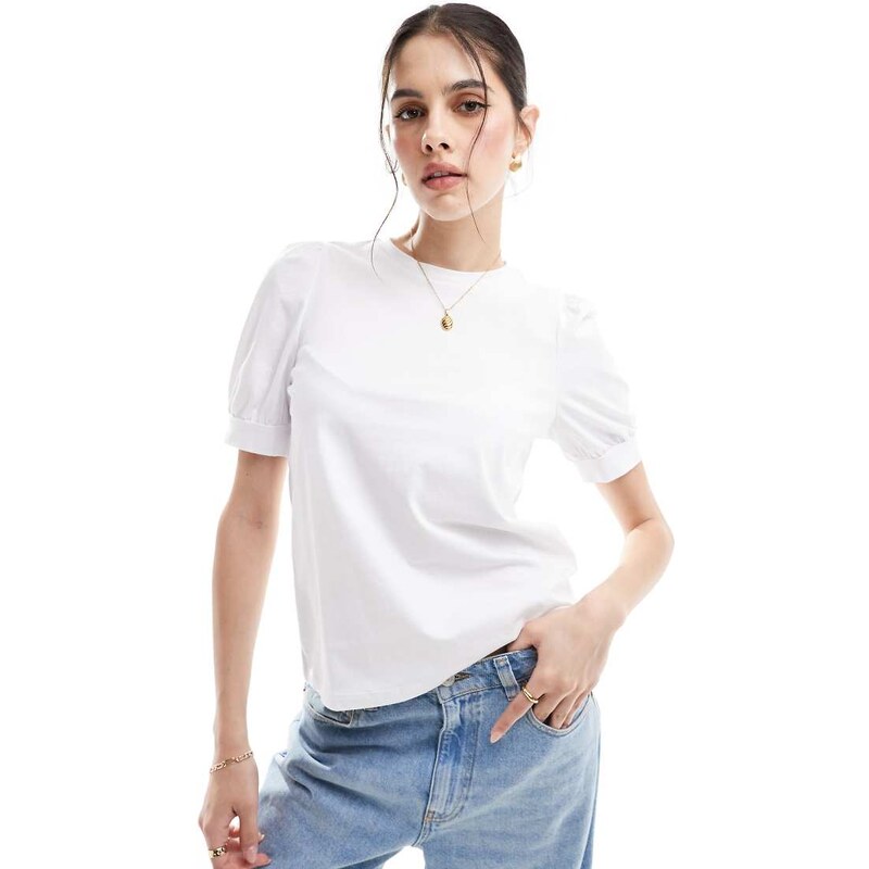AWARE t-shirt with puff sleeves in white 100116368