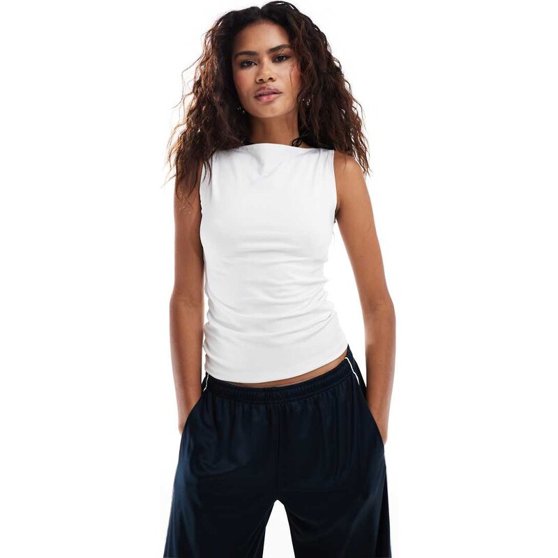 Weekday Annie boat neck tank top in white