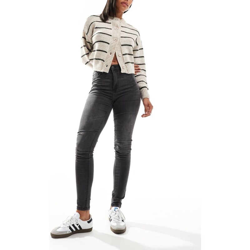 Noisy May Callie high waist skinny jeans in washed grey 100114473