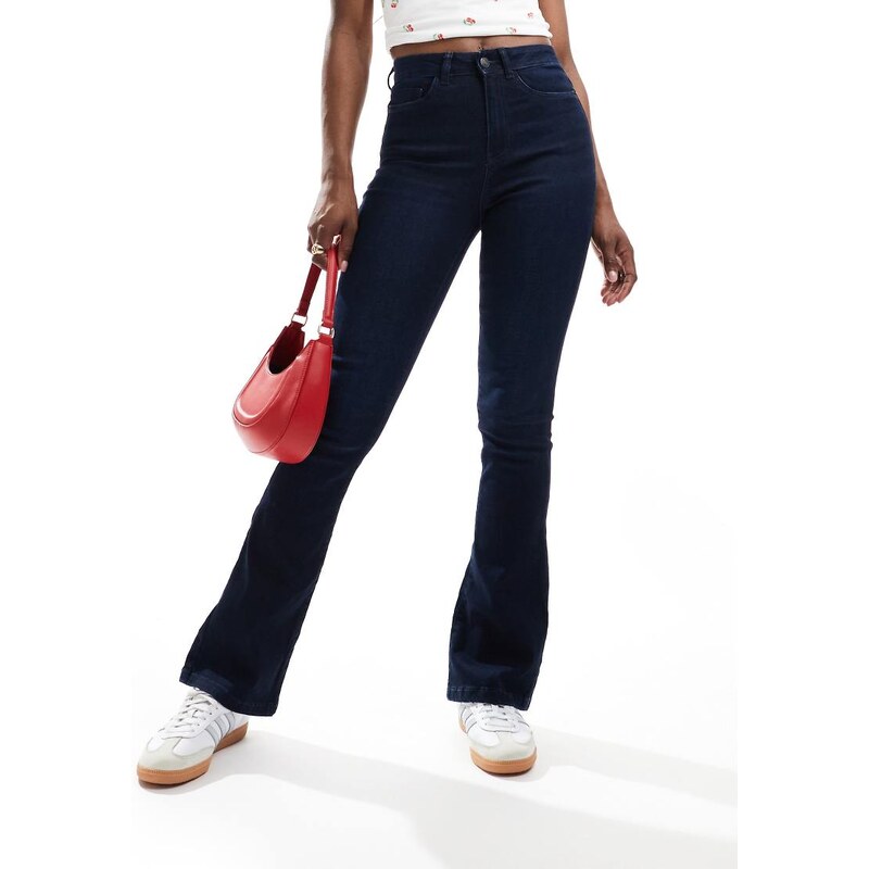 Noisy May Sallie high rise slim flare jeans in dark blue wash-Navy 101302778