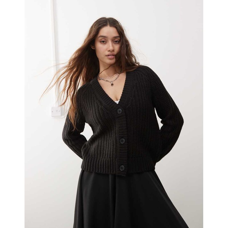Noisy May v neck cardigan in black 100414003