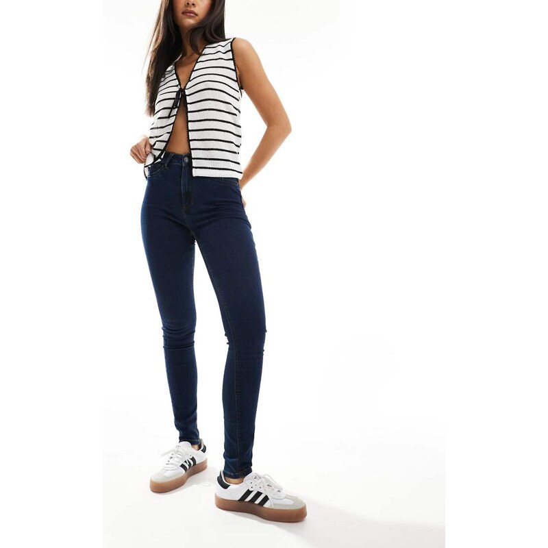 Noisy May Callie high waist skinny jeans in indigo wash-Navy 100114494