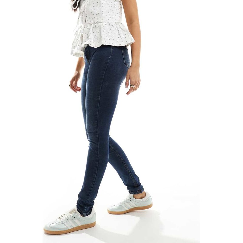 Noisy May Callie high waist skinny jeans in dark blue wash-Navy 100114499