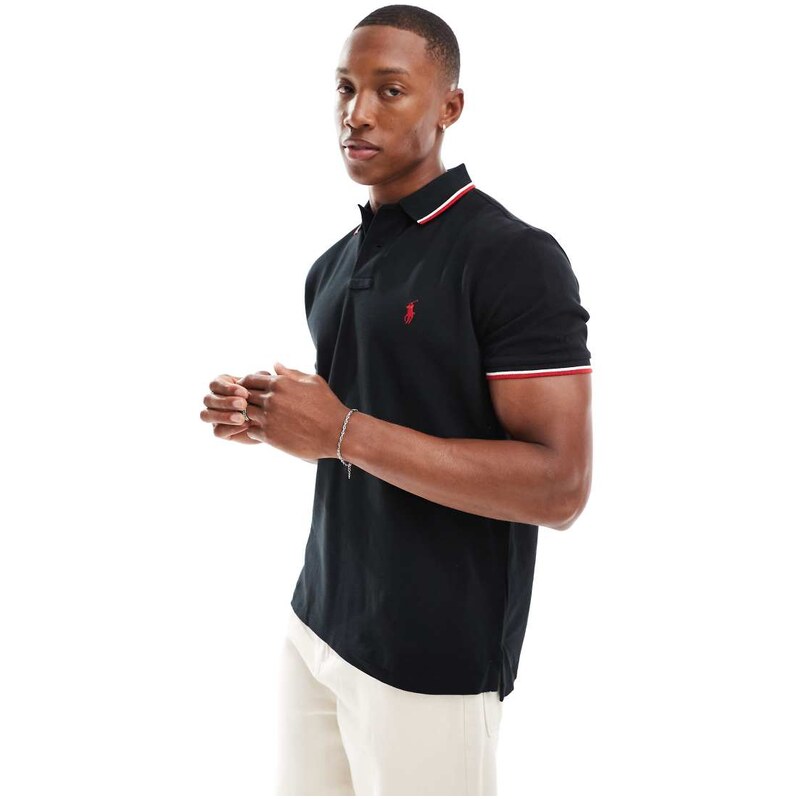 Polo Ralph Lauren icon logo tipped pique polo custom fit in