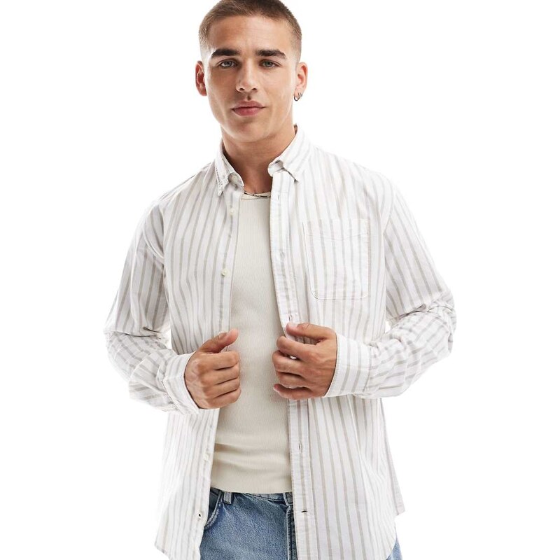 Jack & Jones shirt with beige stripe-Neutral