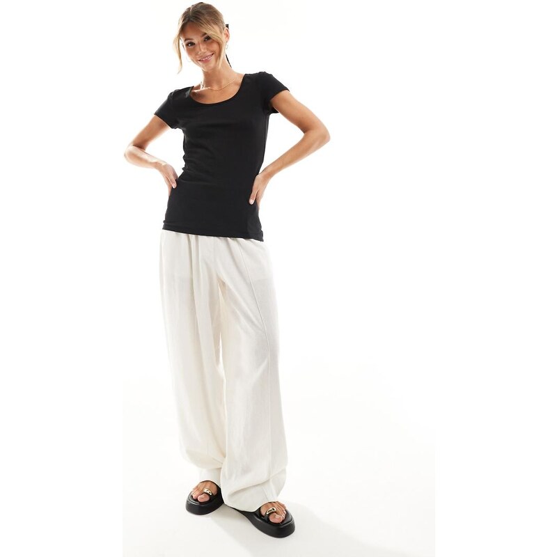 Vero Moda soft scoop neck t-shirt in black